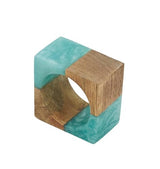 Fennco Styles Mango Wood & Resin Modern Square Napkin Rings, Set of 4