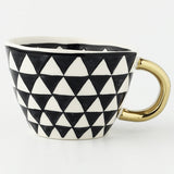 Lechsi Hand Painted Gold Handle Ceramic Mugs