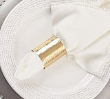 Fennco Styles Glamour Hammered Design Brass Napkin Rings, Set of 4 - Gold Metal Napkin Holders for Home, Dining Room, Banquet, Family Gathering, Holiday and Special Occasion