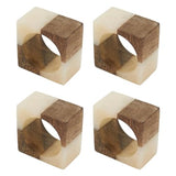 Fennco Styles Mango Wood & Resin Modern Square Napkin Rings, Set of 4