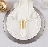 Fennco Styles Glamour Hammered Design Brass Napkin Rings, Set of 4 - Gold Metal Napkin Holders for Home, Dining Room, Banquet, Family Gathering, Holiday and Special Occasion