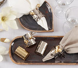 Fennco Styles Glamour Hammered Design Brass Napkin Rings, Set of 4 - Gold Metal Napkin Holders for Home, Dining Room, Banquet, Family Gathering, Holiday and Special Occasion
