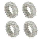 Fennco Styles Glamorous Sparkle Beaded Napkin Rings, Set of 4 - Gold Elegant Napkin Holders for Home, Dining Table, Banquets Décor, Weddings and Special Occasions