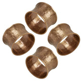 Fennco Styles Retro Hammered Metal Napkin Rings, Set of 4 - Dark Gold Decorative Napkin Holders for Home, Dining Room, Banquet, Family Gathering, Holiday and Special Occasion