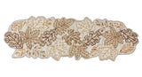 Fennco Styles Hand Beaded Fall Leaves Table Runner 12" W x 36" L - Gold Elegant Autumn Table Cover for Home Décor, Holidays, Family Gatherings, Banquets and Special Occasion
