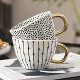 Lechsi Hand Painted Gold Handle Ceramic Mugs