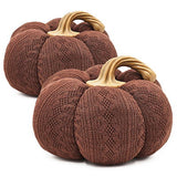 Pumpkin Ornament Decor For Holiday Harvest Festival Fall Festival & Thanksgiving (Set of 2) - Dark Brown
