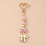 Crystal Heart Bow Keychain