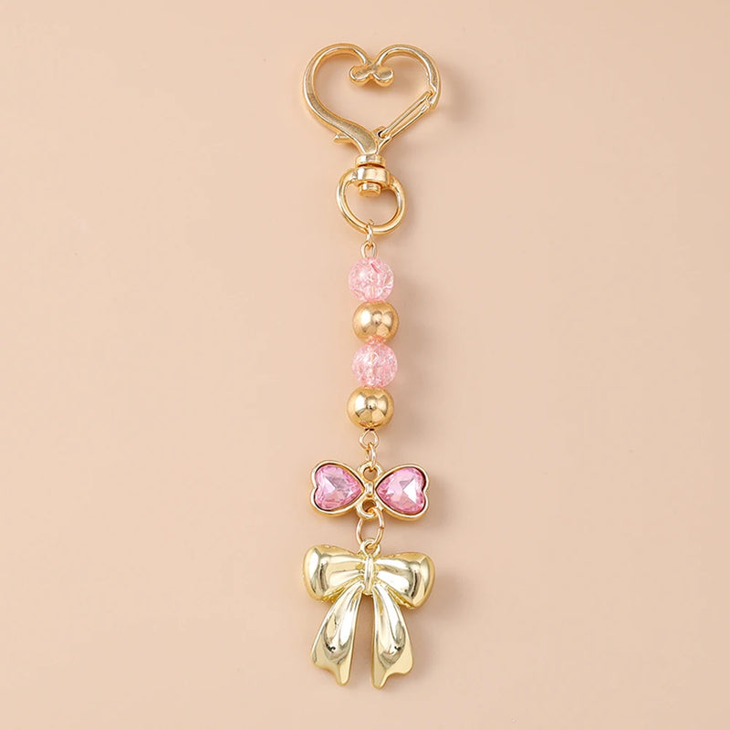 Crystal Heart Bow Keychain
