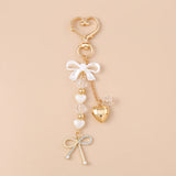 Crystal Heart Bow Keychain