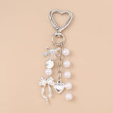 Crystal Heart Bow Keychain