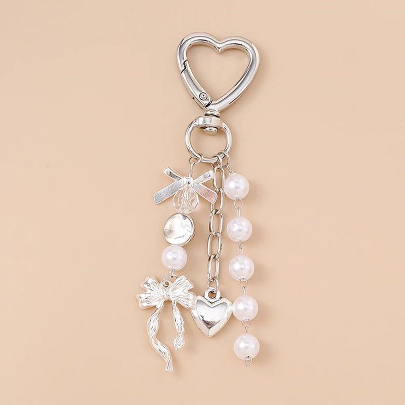 Crystal Heart Bow Keychain