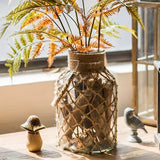 Hand-Woven Hemp Glass Vase