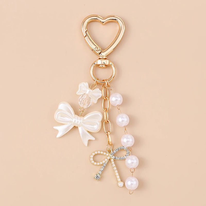Crystal Heart Bow Keychain