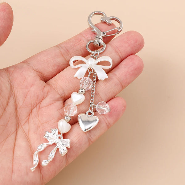 Crystal Heart Bow Keychain