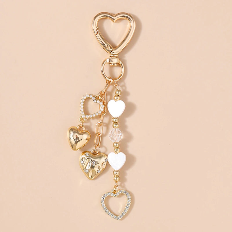 Crystal Heart Bow Keychain