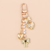 Crystal Heart Bow Keychain