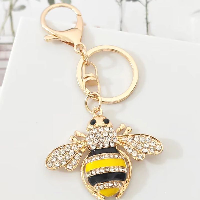 Enamel Bee Charm Keychain