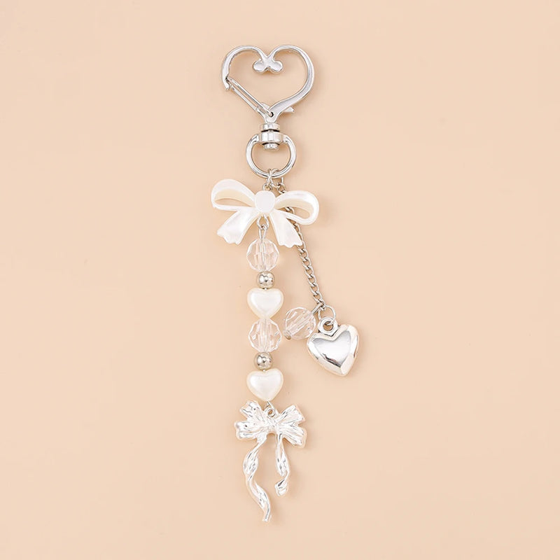 Crystal Heart Bow Keychain