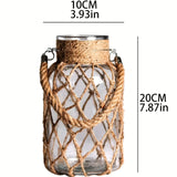 Hand-Woven Hemp Glass Vase