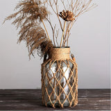 Hand-Woven Hemp Glass Vase