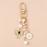 Crystal Heart Bow Keychain