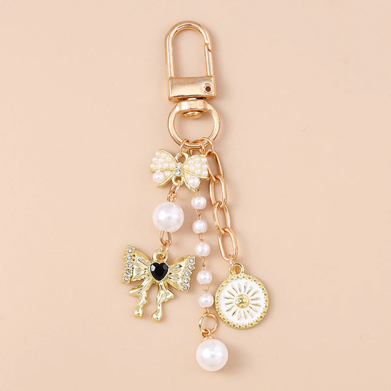 Crystal Heart Bow Keychain