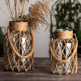 Hand-Woven Hemp Glass Vase