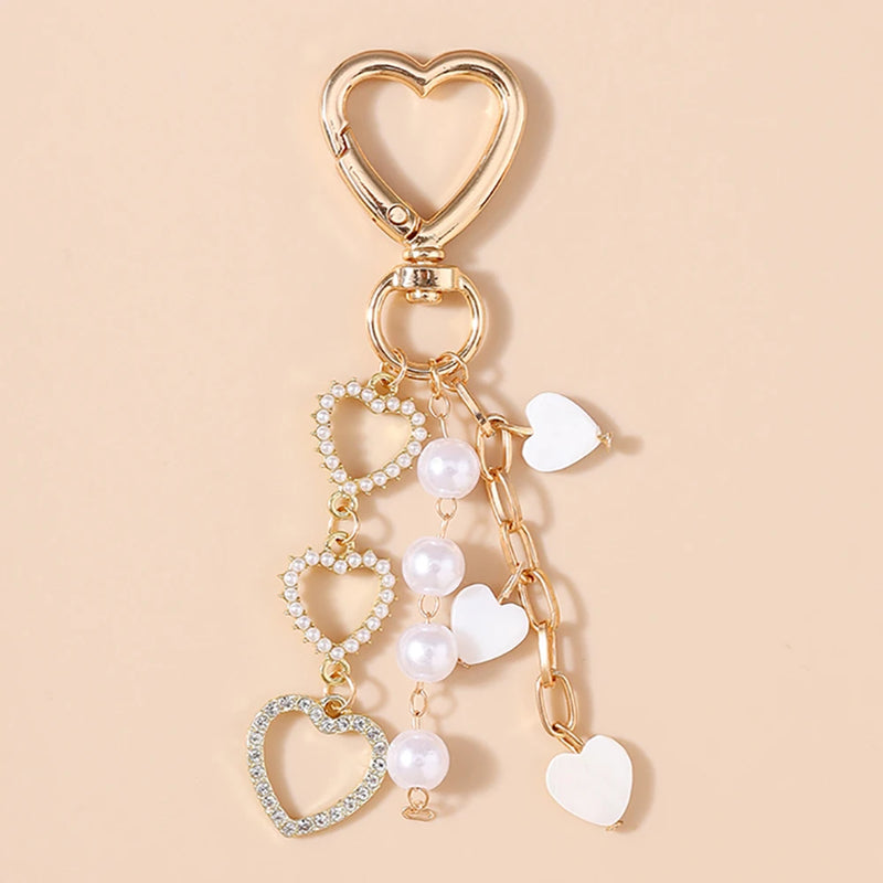 Crystal Heart Bow Keychain