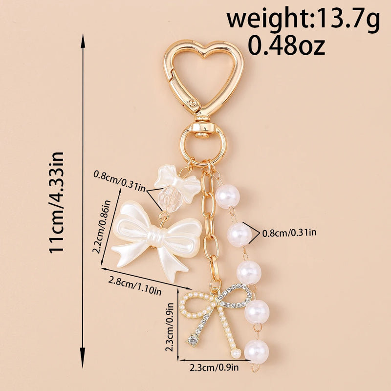 Crystal Heart Bow Keychain