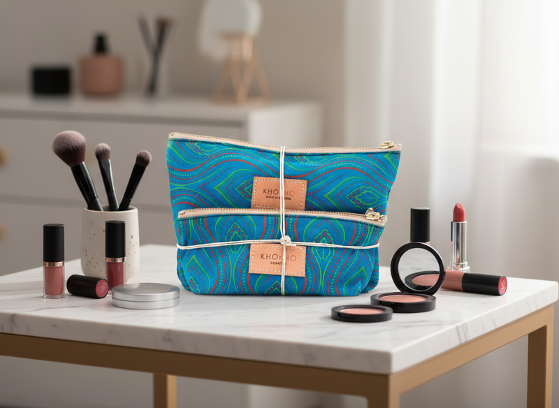SET OF SHWESHWE COSMETIC BAGS IN TURQUOISE