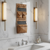 Leather Roll-Up Toiletry Bag - Hazelnut