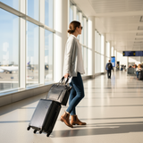 Leather Travel Tote – Zipper Handbag - Black