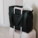 Leather Travel Tote – Zipper Handbag - Silver