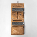 Leather Roll-Up Toiletry Bag - Hazelnut