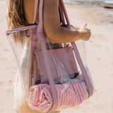 Blush Leather Island Hopper Tote | High Grade PVC With Genuine Leather