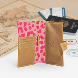 Travel Mini Wallet | Laminated Fabric With Genuine Leather - Cheetah Pink