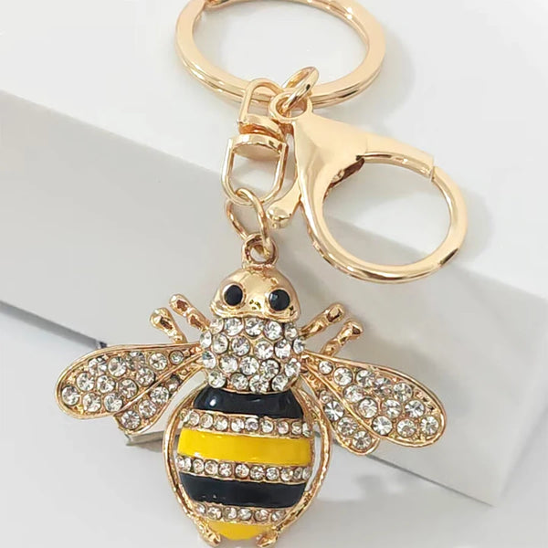 Enamel Bee Charm Keychain