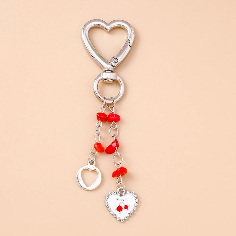 Crystal Heart Bow Keychain
