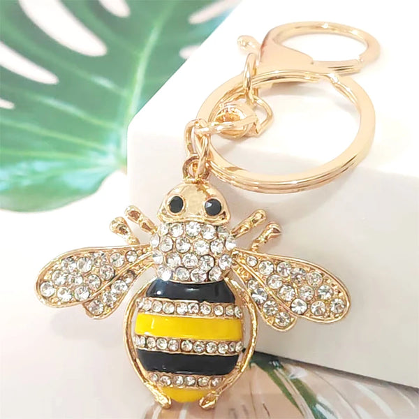 Enamel Bee Charm Keychain