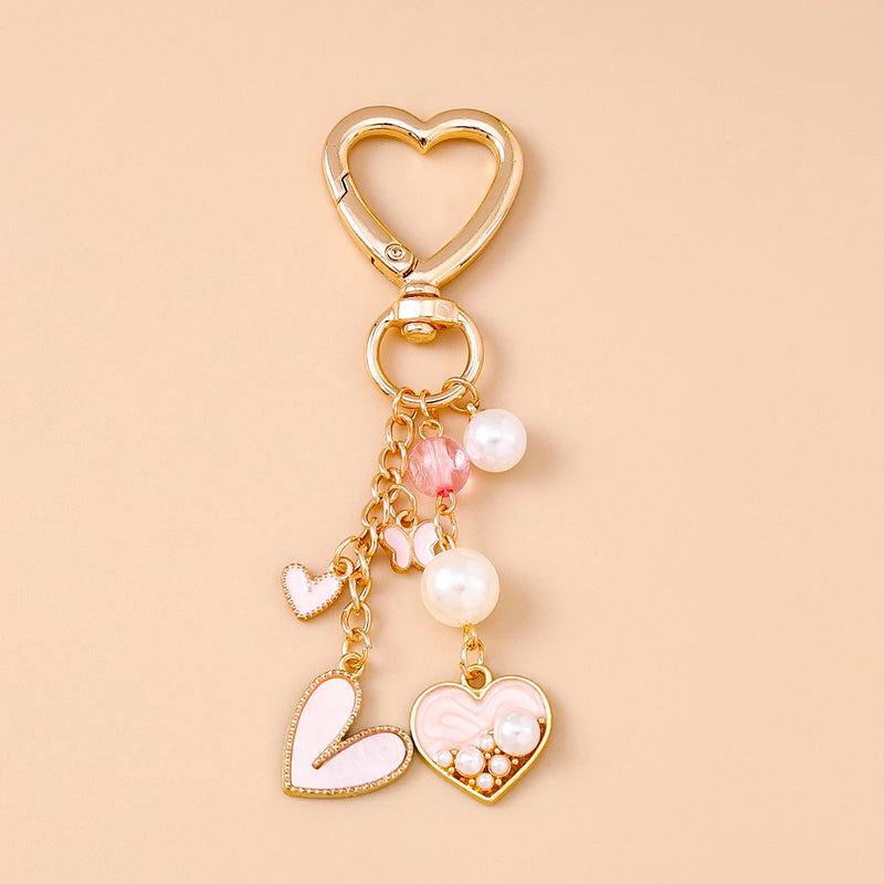 Crystal Heart Bow Keychain