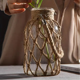 Hand-Woven Hemp Glass Vase