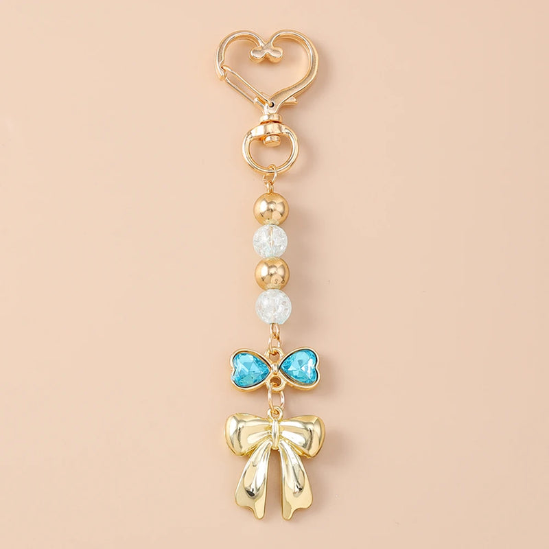Crystal Heart Bow Keychain