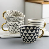 Lechsi Hand Painted Gold Handle Ceramic Mugs