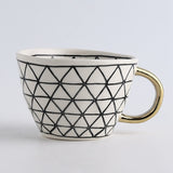 Lechsi Hand Painted Gold Handle Ceramic Mugs