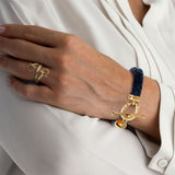 Aristo - 14K Gold Vermeil Black Leather Horseshoe Bracelet