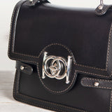 Bella -  Horse Bit Talisman Crossbody Luxury Leather Handbag in Black