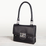 Bella -  Horse Bit Talisman Crossbody Luxury Leather Handbag in Black