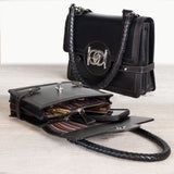 Bella -  Horse Bit Talisman Crossbody Luxury Leather Handbag in Black