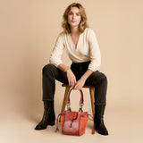 Cassidy - Luxury Leather Bucket Handbag in Cognac